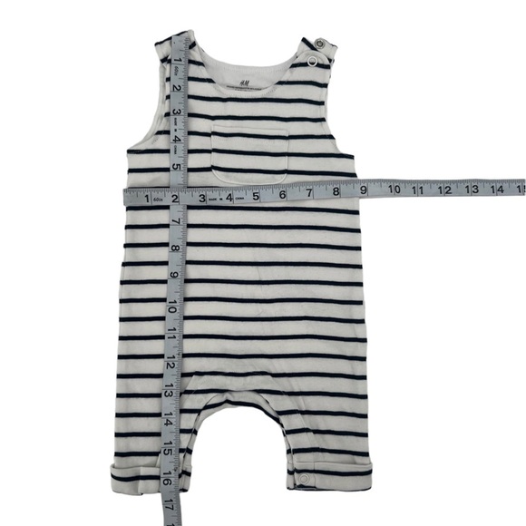 H&M Baby Blue White Striped Sleeveless Long Pant Onesie Size 1-2 Months - Picture 4 of 4